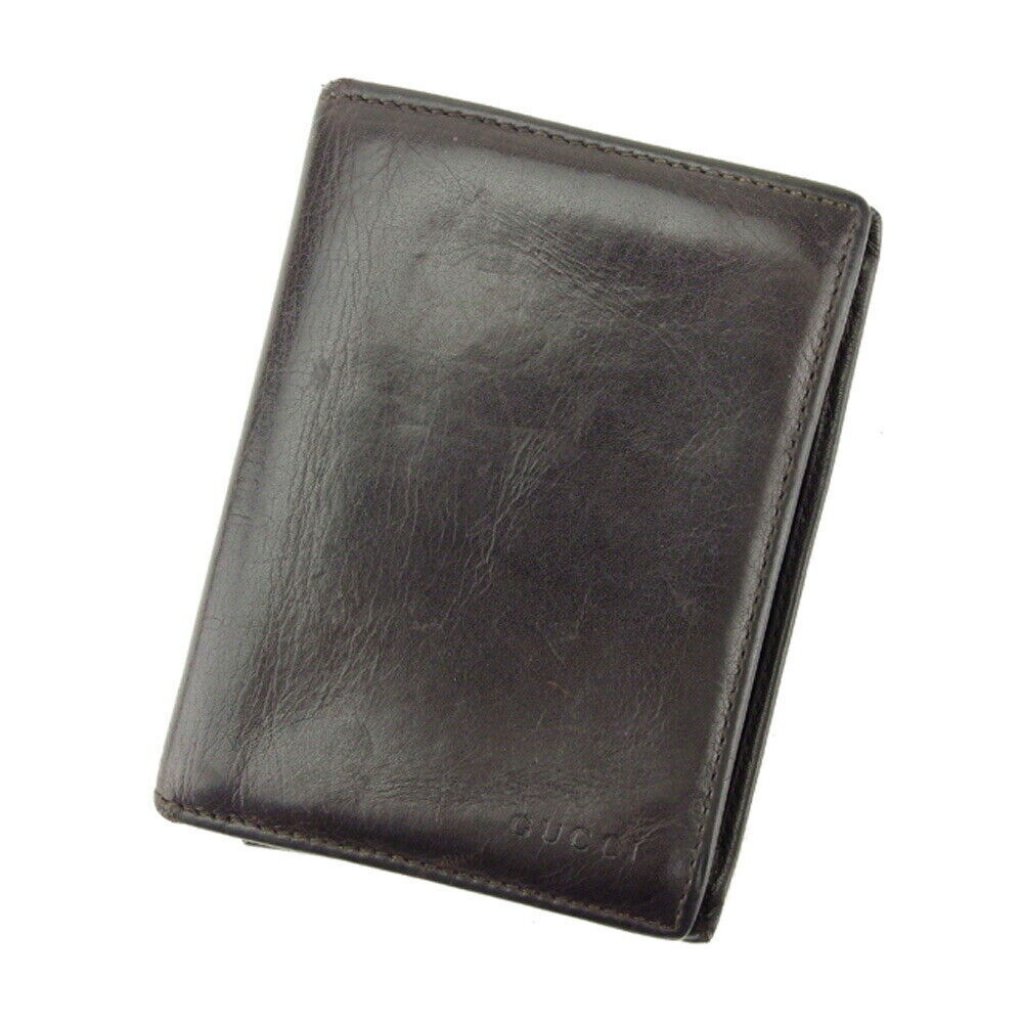 Authenticity Guarantee Gucci Card Case Logo Leather
